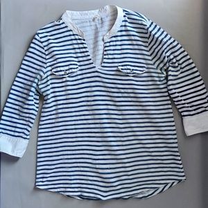 JCREW Navy stripe, Split neck, Medium top
